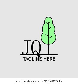 Initial letter JQ with green tree logo. Minimal, simple and unique.