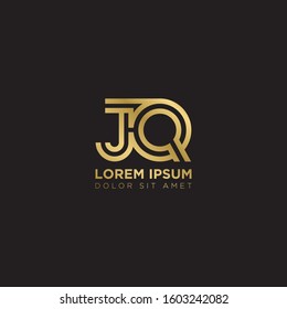 Initial Letter JQ linked uppercase overlap modern gold logo vector design template. Suitable for business, consulting group company.