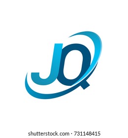 initial letter JQ logotype company name colored blue swoosh design concept. vector logo for business and company identity.