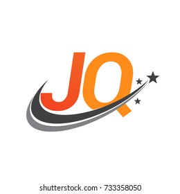initial letter JQ logotype company name colored orange and grey swoosh star design. vector logo for business and company identity.