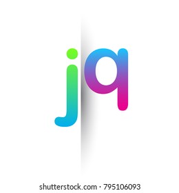 Initial Letter JQ Lowercase Logo green, pink and Blue, Modern and Simple Logo Design.