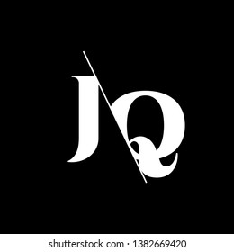 Initial Letter JQ Monogram Sliced. Modern logo template isolated on black background