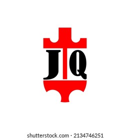 Initial letter JQ red crown shield simple logo. Minimal and unique.
