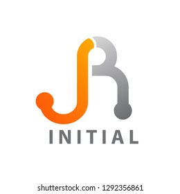 Initial letter JR logo concept design. Technology industry symbol graphic template element vector