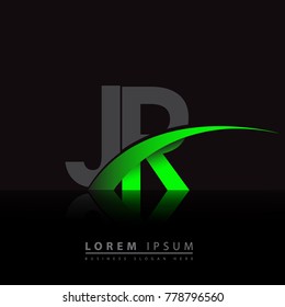 initial letter JR logotype company name colored green and black swoosh design. vector logo for business and company identity.
