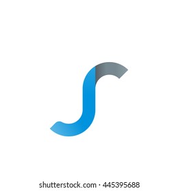 initial letter jr modern linked circle round lowercase logo blue gray