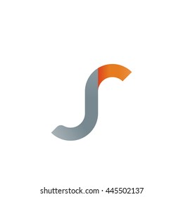initial letter jr modern linked circle round lowercase logo orange gray