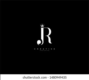 Initial Letter JR Monogram with Crown Logotype