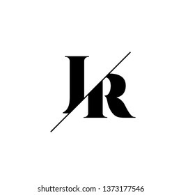 Initial Letter JR Monogram Sliced. Logo template isolated on white background