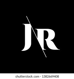 Initial Letter JR Monogram Sliced. Modern logo template isolated on black background