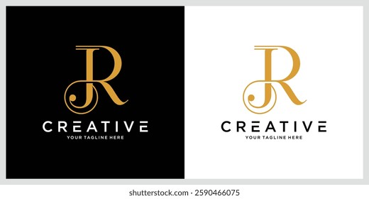 Initial letter JR, RJ logo vector, Creative Lettering Logo Vector Illustration.