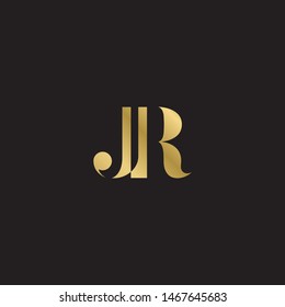 Initial letter jr uppercase modern logo design template elements. Gold letter Isolated on black  background. Suitable for business, consulting group company.