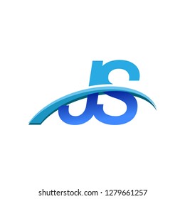 initial letter JS logotype company name colored blue and swoosh design. vector logo for business and company identity.
