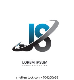 initial letter JS logotype company name colored blue and grey swoosh design. logo design for business and company identity.