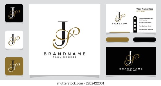 Initial letter JS luxury Logo design Vector with business card design