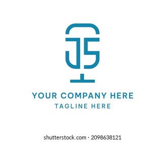 Initial Letter JS with microphone logo, suitable for a music company, podcast, singer, voice over, etc