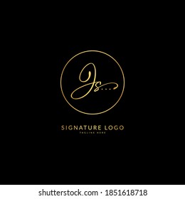 Initial letter JS. Monogram signature logo design template. Minimalis logo concept for business and company.