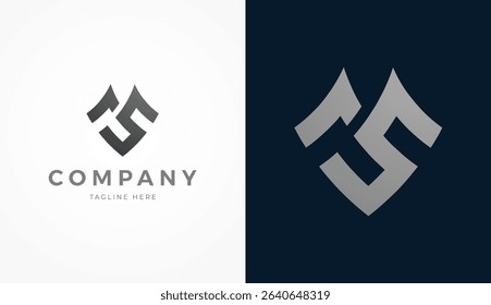Initial Letter JS or MS Logo Design, Stylish letter JS or MS with two color, usable for brand and company logos, vector illustration