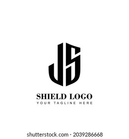 Initial Letter JS Shield shape logo template