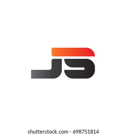 Initial letter JS, straight linked line bold logo, gradient fire red black colors