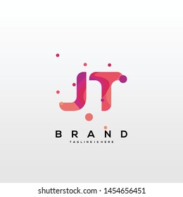 Initial letter JT logo with colorful background, letter combination logo design for creative industry, web, business and company. - Vector