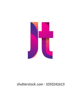 Initial Letter JT Logo Lowercase, magenta and orange, Modern and Simple Logo Design.