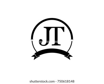 initial letter JT logo monogram retro black