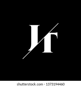 Initial Letter JT Monogram Sliced. Logo template isolated on black background