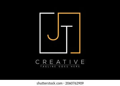 Initial letter jt, tj, j, t elegant and luxury Initial with Rectangular frame minimal monogram logo design vector template