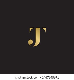 Initial letter jt uppercase modern logo design template elements. Gold letter Isolated on black  background. Suitable for business, consulting group company.