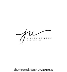 Initial letter JU calligraphy handwritten logo. Handwritten alphabet in the logo template. Letters and Alphabet for your logo design.