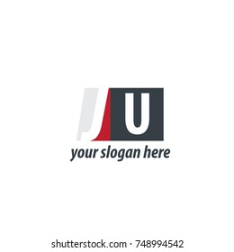 Initial Letter JU Design Logo With Square