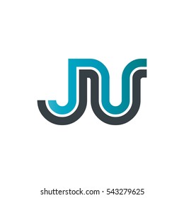 Initial Letter JU Linked Design Logo Company