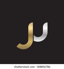 initial letter ju linked round lowercase logo gold silver black background