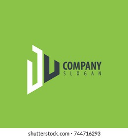 Initial Letter JU Linked Triangle Design Logo
