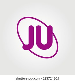 initial letter ju logo purple on white background