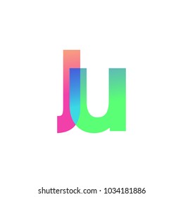 Initial Letter JU Lowercase Logo green, pink and Blue, Modern and Simple Logo Design.