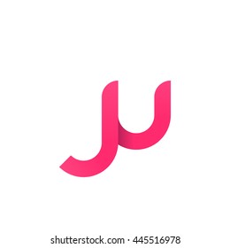 initial letter ju modern linked circle round lowercase logo pink