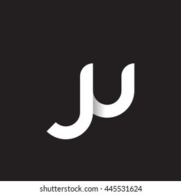 initial letter ju modern linked circle round lowercase logo white black