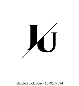 Initial Letter JU Monogram Sliced. Logo template isolated on white background