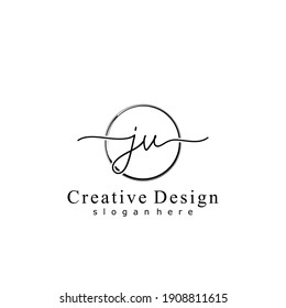 Initial letter JV calligraphy handwritten logo. Handwritten alphabet in the logo template. Letters and Alphabet for your logo design.