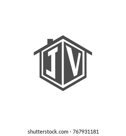 Initial letter JV House Logo Design for Property Company