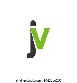 Initial Letter JV Linked Circle Lowercase Logo Black Green Icon Design Template Element