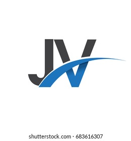 initial letter JV logotype company name colored blue and grey swoosh design. vector logo for business and company identity.
