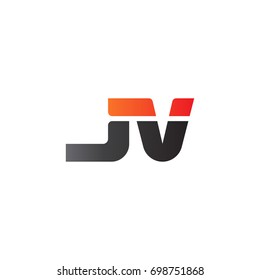 Initial letter JV, straight linked line bold logo, gradient fire red black colors