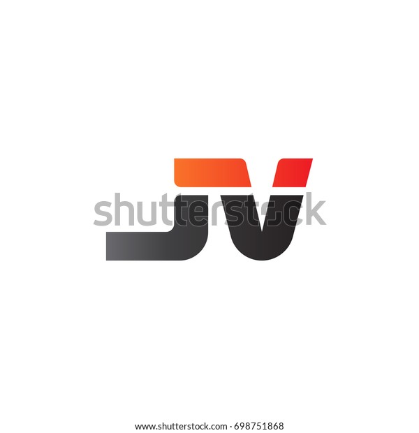Initial letter JV, straight linked line bold logo,\
gradient fire red black\
colors
