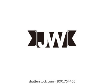 Initial letter jw black ribbon logo design