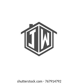 Initial letter JW House Logo Design for Property Company