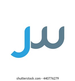 initial letter jw linked round lowercase logo blue