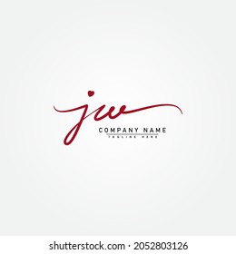 Logo de la carta inicial JW - Logo del estilo de firma manuscrita